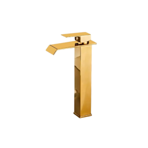 Torneira de Bancada Banheiro Cuba Alta Cascata Reta Dourado