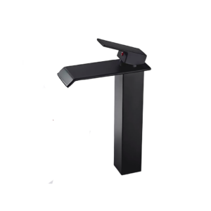 Torneira de Bancada Banheiro Cuba Alta Cascata Quadrada Preto Fosco