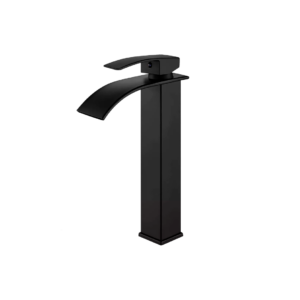 Torneira de Bancada Banheiro Cuba Alta Cascata Curvada Preta Fosco