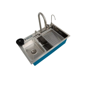 Torneira e Cuba Inteligente com Acessórios Prata