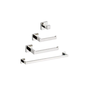 Kit Acessórios Banheiro Quadrado 4 Peças Cromado