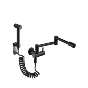 Torneira Flexível de Parede com Spray Cozinha Preta