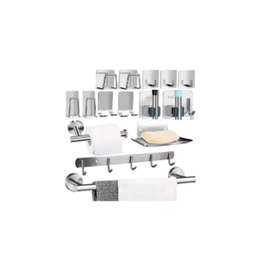 Kit Acessórios Banheiro Cabide 15 Peças Prata