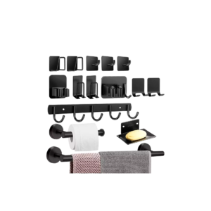 Kit De Acessórios Banheiro Cabide 15 Peças Preto