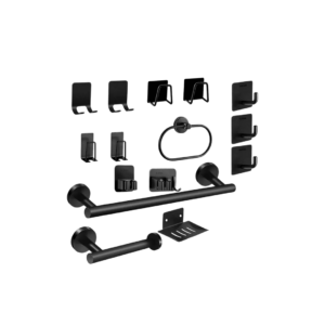 Kit Acessórios Banheiro Toalheiros 15 Peças Preto