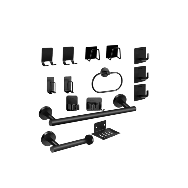 Kit Acessórios Banheiro Toalheiros 15 Peças Preto