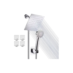 Ducha Chuveiro Inox Quadrada 20x20 c/ Desviador E Chuveirinho Prata