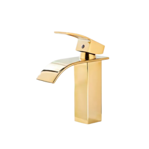 Torneira Banheiro de Bancada Bica Baixa Curvada Dourado