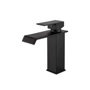 Torneira Banheiro de Bancada Cascata Quadrada Preto