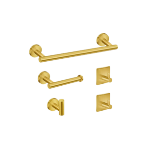 Kit Acessórios Banheiro Adesivo 5 Peças Dourado