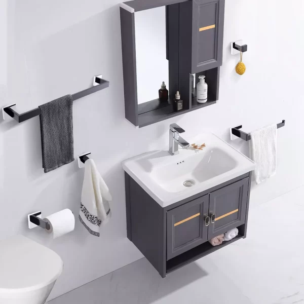 Kit Acessórios Banheiro Lavabo Quadrado 4 Peças Preto - Image 3