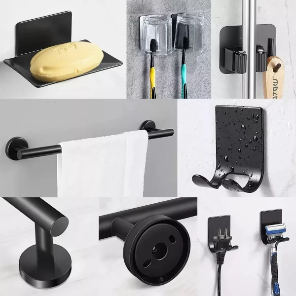 Kit Acessórios Banheiro Toalheiros 15 Peças Preto - Image 3